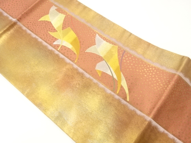 JAPANESE NAGOYA OBI / WOVEN ABSTRACT LEAVES